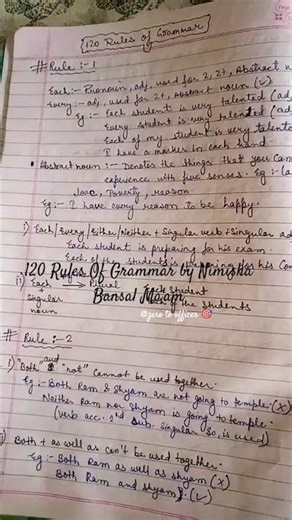 120 Rules Of Grammar by Nimisha Bansal Ma'am ✨ Handwritten Notes #motivation#bankexam