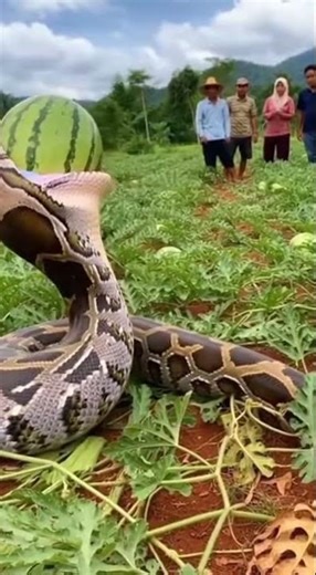 A Python Causes a Stir After Swallowing a Giant Watermelon