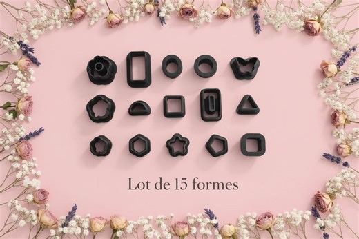 Set of 15 Mini Geometric & Flower Cookie Cutters – 1 to 2 Cm – Polymer Clay Jewelry Cutting – Made in France - Etsy