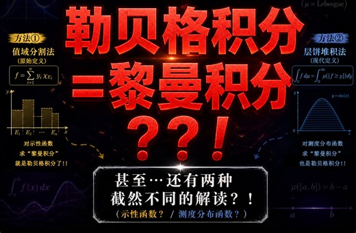 （非标题党) 勒贝格积分就是黎曼积分？！！爆肝史上"最完美" 勒贝格积分动画！ 填补国内实变函数科普的一小块空白！