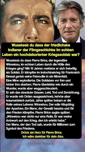 Pierre Brice: Vom Kriegssoldaten zur Friedensikone Winnetou 🎖️ #derroteteppich #legende #deutschland