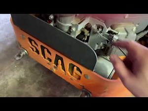 Bad battery in the Scag Tiger Cat II causing running issues.