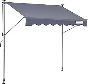 VEVOR Manual Retractable Awning, 78" Outdoor Retractable Patio Awning Sunshade Shelter, Adjustable Patio Door Window Awning Canopy with 39" Sun Shade Curtain for Backyard, Garden, Balcony