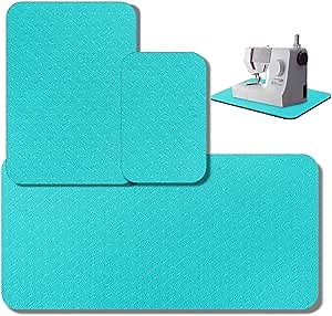 3 Pcs Sewing Machine Muffling Mat Pedal Mat Sewing Machine Pad No Slip Rubber Stay in Place Mats for Calms Vibration(Blue Black,15 x 20 Inch,14 x 9 Inch,17 x 36 Inch)