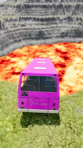 Buses vs Giant Lava Pit – BeamNG.drive #beamng #shorts #beamngdrive #automobile #usa #viral #brasil