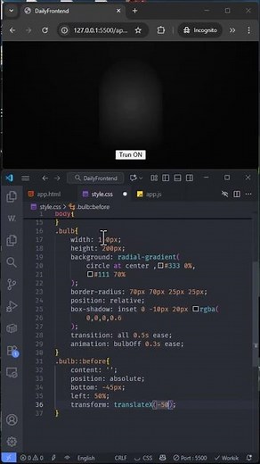 Bulb ON/OFF | HTML, CSS and JavaScript