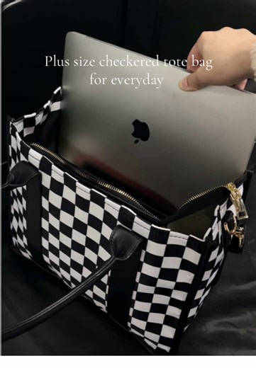 Stylish Plus Size Checkered Tote Bag for Everyday Use