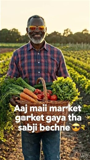 Shot: आप सब्जी की टोकरी लेकर जा रहे हो📝 Text on screen:👉 "Aaj main market gaya tha sabji bechne 😎"
