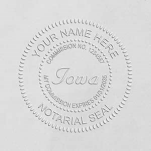 Iowa Notary Seal Embosser, Compliant with Iowa Notary Board, Handheld, 1-5/8 Dia, Ideal for Iowa Notaries, Iowa Notary Public Seal, IA Notary Seal, Portable Seal