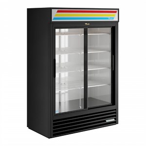True GDM-47-HC-LD 54 1/8" Black Refrigerated Sliding Glass Door Merchandiser with LED Lighting