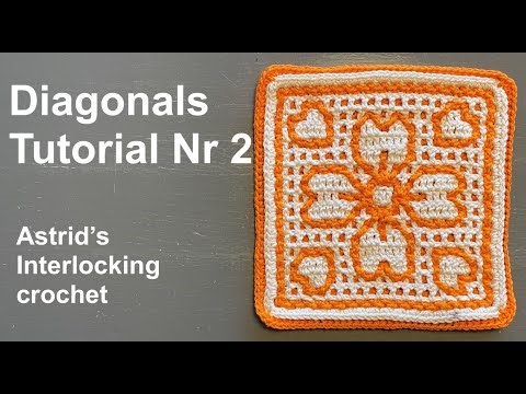 Astrid's Interlocking crochet - Diagonals sample - Tutorial 2 of 2