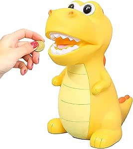 Dinosaur Piggy Bank,Unbreakable Plastic Creative Money Bank,Cute Dinosaur Piggy Bank Toy for Kids,Coin Bank with Large Capacity Opening,Money Saving Box Gifts for Kids Boys Girls (Yellow)