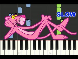 SLOW EASY piano tutorial "THE PINK PANTHER THEME" Henry Mancini, 1963, with free sheet music