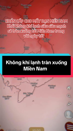 Miền nam sẽ cảm nhận được khối không khí lạnh tràn xuống một phần và thời tiết cảm nhận rét vào buổi sáng, vào buổi trưa nhiệt độ có tăng lên nhưng thời tiết vẫn mát mẻ không oi bức, nhiệt độ duy trì từ 17°C - 29°C #windy #xh #khongkhilanh #ret #dubaothoitiet
