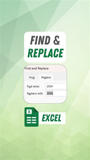 Replace the year in a huge Excel table. Using Find & Replace (Shortcut). #excel #exceltips #excelhacks #productivity #office | Spreadsheet.Mode