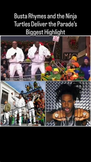 Black Entertainment News on Instagram: "Busta Rhymes and the Ninja Turtles at the Macy’s Thanksgiving Day Parade captured the essence of pure American pop culture. Joined by Spliff Star and DJ Scratchator, Busta hyped the crowd with a high-energy medley of “Pass the Courvoisier, Part II,” “Break Ya Neck,” “Look at Me Now,” and “Put Your Hands Where My Eyes Could See,” all performed atop the vibrant World of the Teenage Mutant Ninja Turtles Chocolate Factory float from Nickelodeon and Paramount."