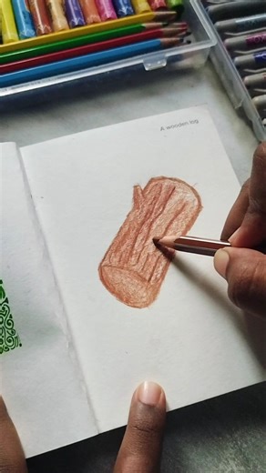Simple Wooden Log Drawing ✏️🌿 | Easy Sketch #drawing #shorts #simple
