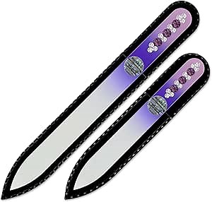 Mont Bleu Genuine Czech Glass Nail File Set of 2 Crystal Nail Files Hand Decorated with Crystals - Handmade Gifts - Crystal Nail File