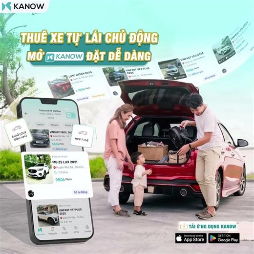🚗THUÊ XE TỰ LÁI CHỦ ĐỘNG – MỞ APP KANOW ĐẶT XE DỄ DÀNG