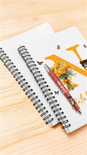 Personalize a cartoon character butterfly notebook with birth flower and name. A5 spiral notebook perfect for school supplies. Ideal birthday or Christmas gift for girls. | Joymemento