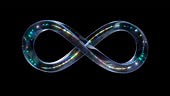 Glass Infinity symbol with neon in loop animation with alpha channel...