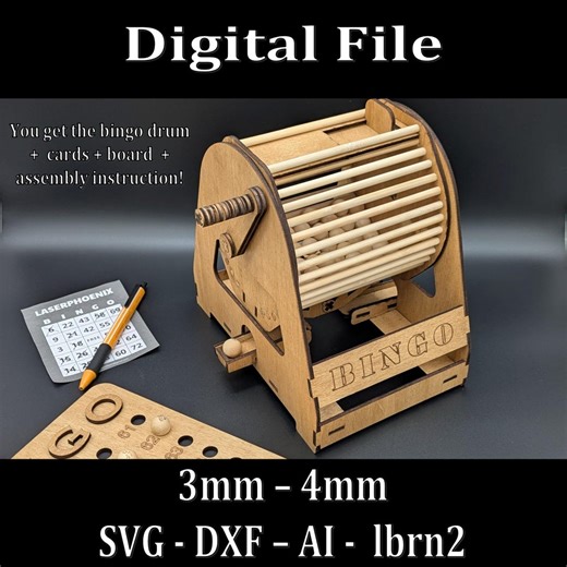 Bingo Drum, Bingo Board & Bingo Cards | DIY Craft Project With Instructions | Laser-cut File Set for 3 and 4 Mm Material | for Balls up to 16 Mm - Etsy Australia