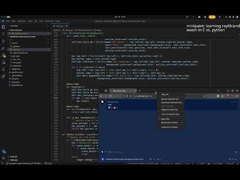 minipaint: learning raylib and wasm in python and c. Adding thickness bar functionality from python.
