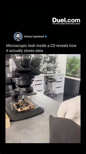 History Explained on Instagram: "Follow @HISTORY__EXPLAINED for more interesting content! ✅ Every CD holds its data as a continuous spiral of microscopic dents called pits, with flat areas known as lands in between. Each pit measures about one thousandth the width of a human hair. A CD player reads these by shining a laser onto the surface. Light reflects differently off pits and lands, and those tiny changes in brightness are converted into binary code. That is how sound, video, or files become