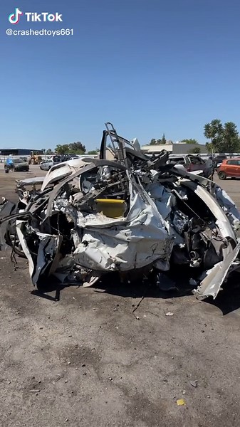 Can you guys guess what this is? & no, it’s not a smashed can. Follow for more wrecking yard content. #CrashedCar #Accident #Survivor #Wrecked #Blood