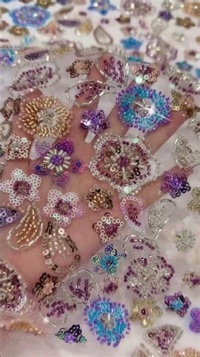 Embellished Beaded Tulle Wedding Bridal Lace Fabric with Beads | HN102