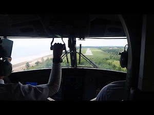 Cockpit view of MasWings Twin Otter (DHC-6-400) landing at Mukah Airfield (MKM, WBGK)