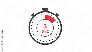 Five second countdown animation from 5 seconds to 0 seconds on a transparent background, five second countdown timer. 5 second countdown circle timer. HD video.
