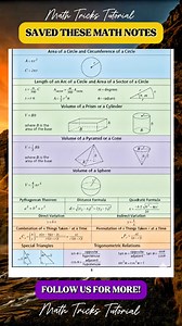 15K views · 159 reactions | Save These Important Geometry Formula Math Notes | Math Tricks Tutorial | Facebook