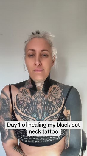Hate it or love it ? I did a thing yesterday 😍 blacked out my neck 🖤🖤🖤I’m so happy with it & once it’s healed it’s gonna look 👌 love it . Thought I’d take you thru the healing process of getting a black out tattoo 💗 thanks @si_tattoos you completed the assignment perfect 🥰 #blackout #tattoo #necktattoo | Angel Long