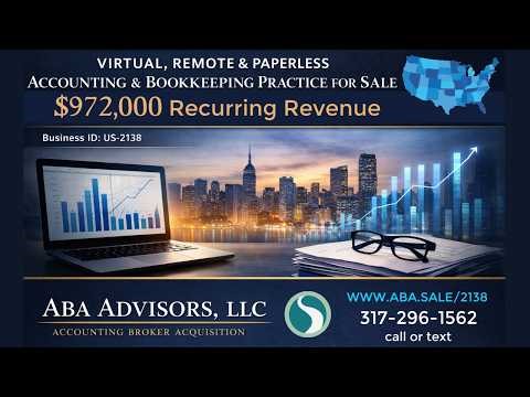 $972,000 Revenue - VIRTUAL, Remote, Paperless - Accounting and Bookkeeping Firm For Sale - Jeff Bell