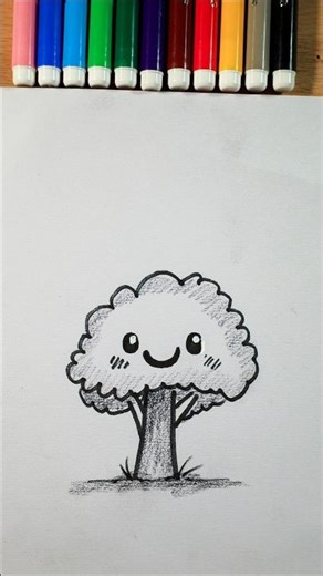 The Happiest Little Tree! 🌳✨ #shortsdrawing #drawings