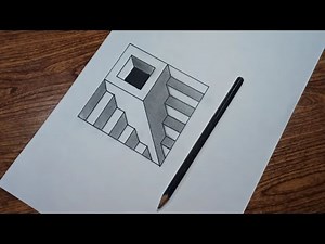 easy 3d drawing,hole and ladder optical illusions