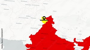 Political map of Jammu and Kashmir. Map of Jammu and Kashmir with borders