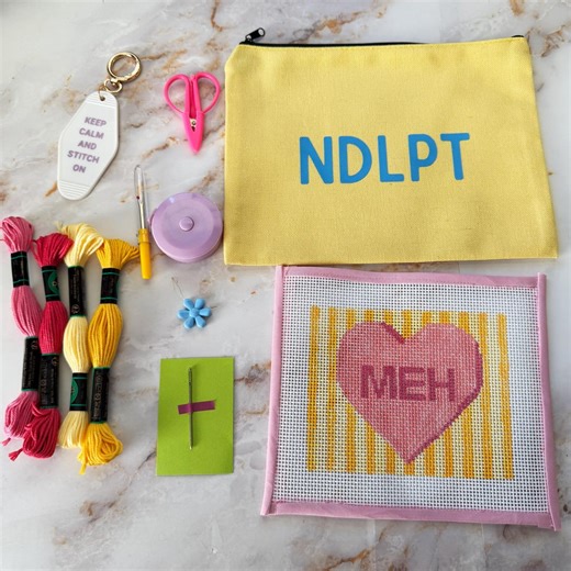 Heart Needlepoint Kit: Beginner Embroidery Project With Zippered NDLPT Pouch and Accessories - Etsy