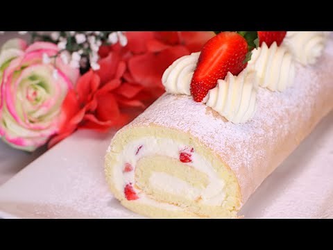 How to make Strawberry Swiss Roll Cake | Simple Swiss Roll Recipe