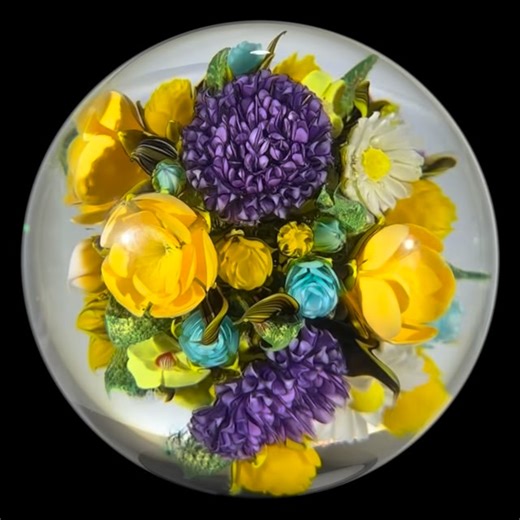 25 reactions | A meticulously crafted 360° flamework orb brimming with a stunning array of blossoms by @davidgraeberartglass! #glass #art #glassart #millefiori #murrine #flamework #lampwork #paperweight #paperweights | The Paperweight Collection | Facebook