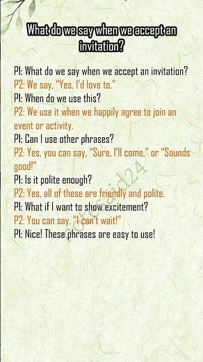 What do we say when we accept an invitation? | Simple English Conversation | Learn English Easily