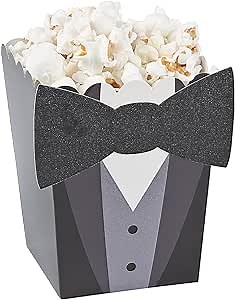 Tuxedo Popcorn Boxes (24 pack) Movie night and Wedding Party Supplies