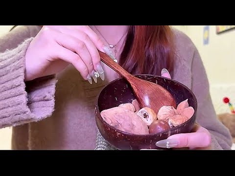 Nuts ASMR in Wooden Bowl🌰 | Tapping & Scratching for Deep Sleep🎧💤
