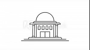 mosque building line art animation 2D video for religious activities concept , minimalist architecture animated footage motion graphic illustration design