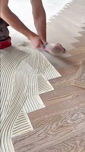 Precision Chevron Wood Flooring Installation Using High Quality Adhesive