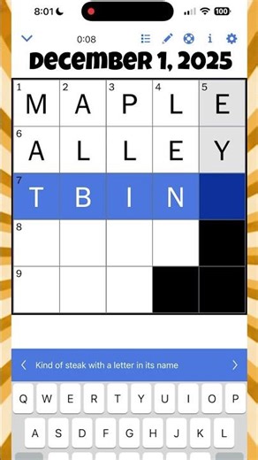 NYT Mini X-Word 12/1/25 | #nytcrosswordanswers