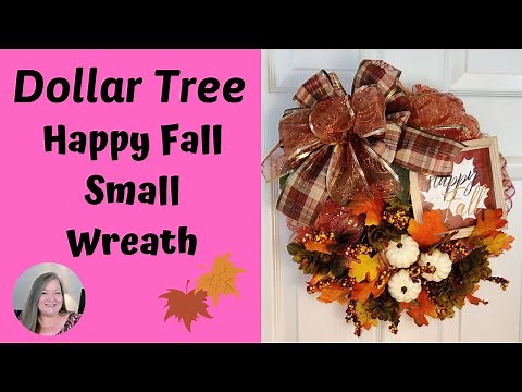 Happy Fall Small Wreath ~ Made on a 8 inch Wreath Form ~ Dollar Tree Fall DIY ~ Fall Wreath Tutorial