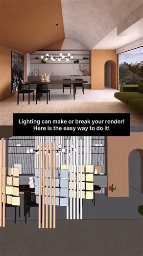 Kate Vera | AI & Enscape for Interior Designer on Instagram: "👉 Comment « LEARN » below, If you want to learn how to create perfect, realistic lighting in Enscape,! Lighting can make or break your render! 💡 Watch how I went from no lighting to simulating real natural light to adding filler and detailed lights for that perfect balance. The difference? Depth, mood, and realism. 👋 Follow me @katevera.creative for tips, tricks, and tutorials on fast & easy tools to help interior designers work mo