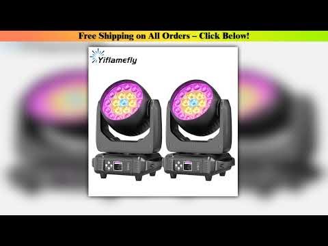 Yiflamefly 2Pcs Moving Head Lights With19X15W RGBW LED DMX512 Stage Light For DJ Karaoke Dance